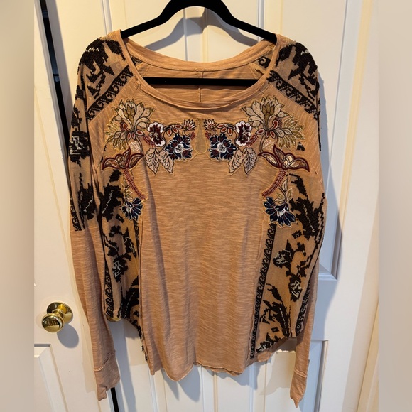 NWOT Free People Tall Tales Embellished Boho Long Sleeve Tunic Top - Picture 3 of 10